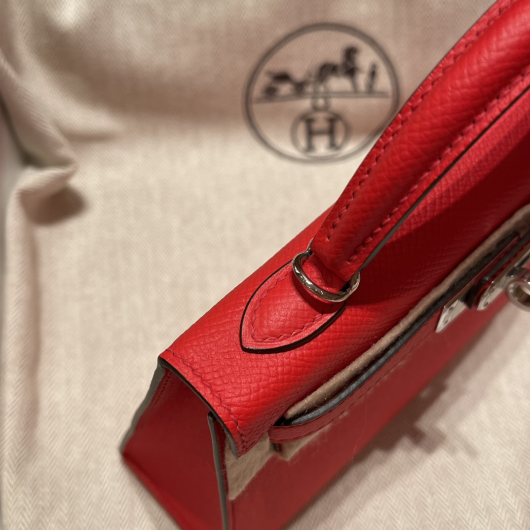 에르메스 미니 켈리백19 레드 은장 앱송